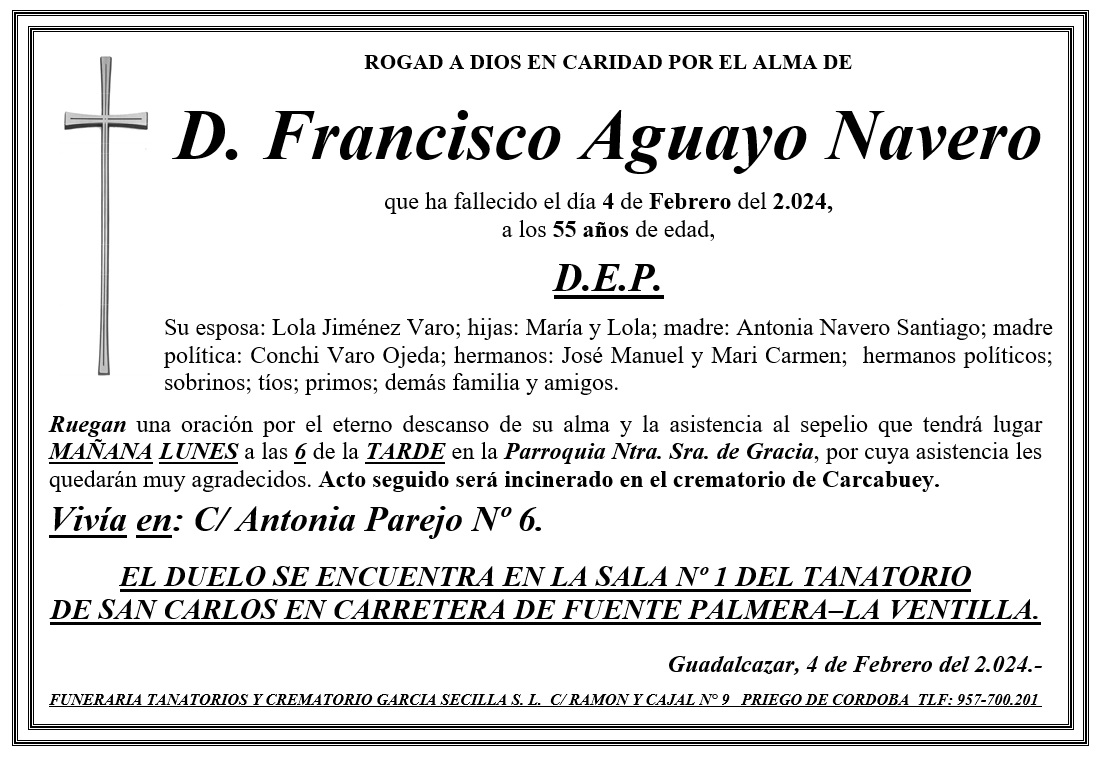 SEPELIO DE D FRANCISCO AGUAYO NAVERO