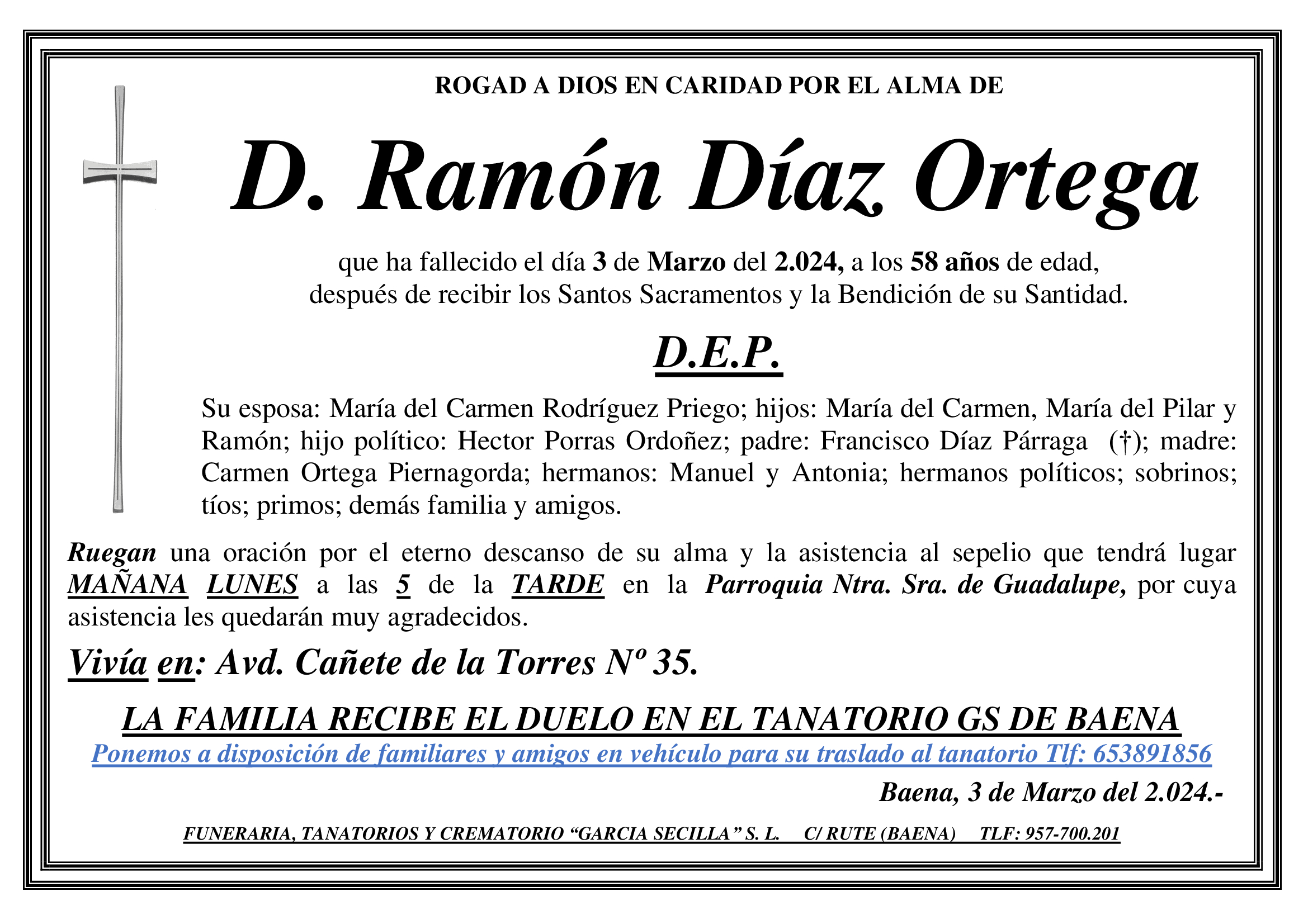 SEPELIO DE D RAMON DIAZ ORTEGA