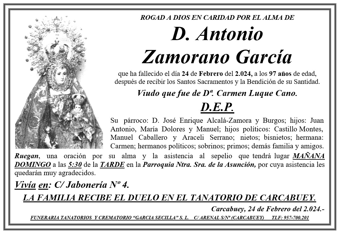 SEPELIO DE D ANTONIO ZAMORANO GARCÍA