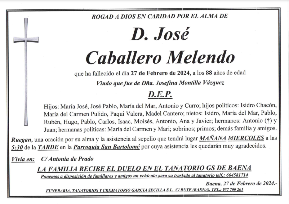 SEPELIO DE D. JOSE CABALLERO MELENDO