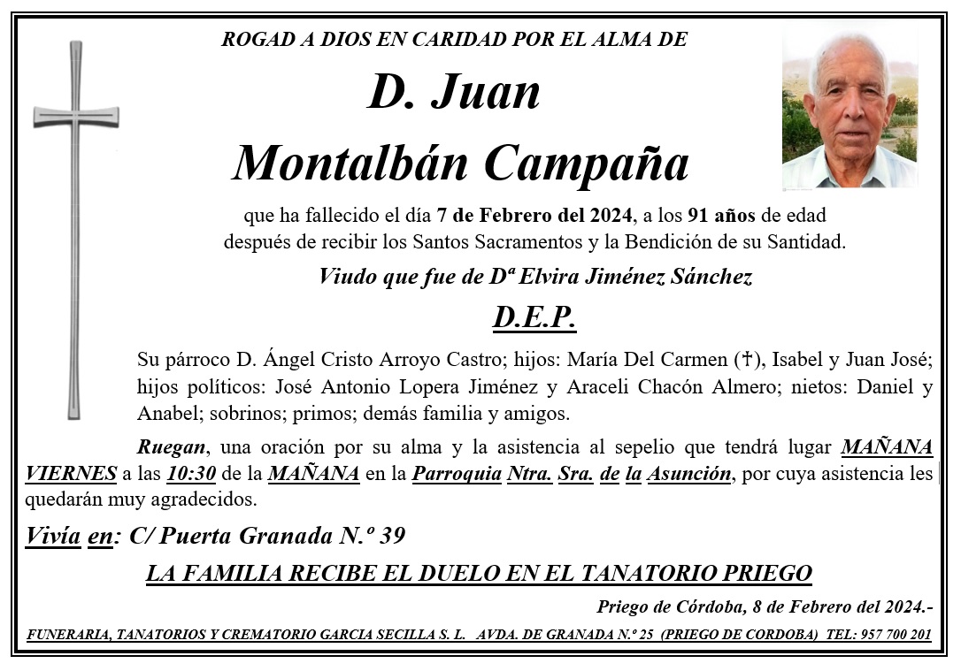 SEPELIO DE D JUAN MONTALBÁN CAMPAÑA