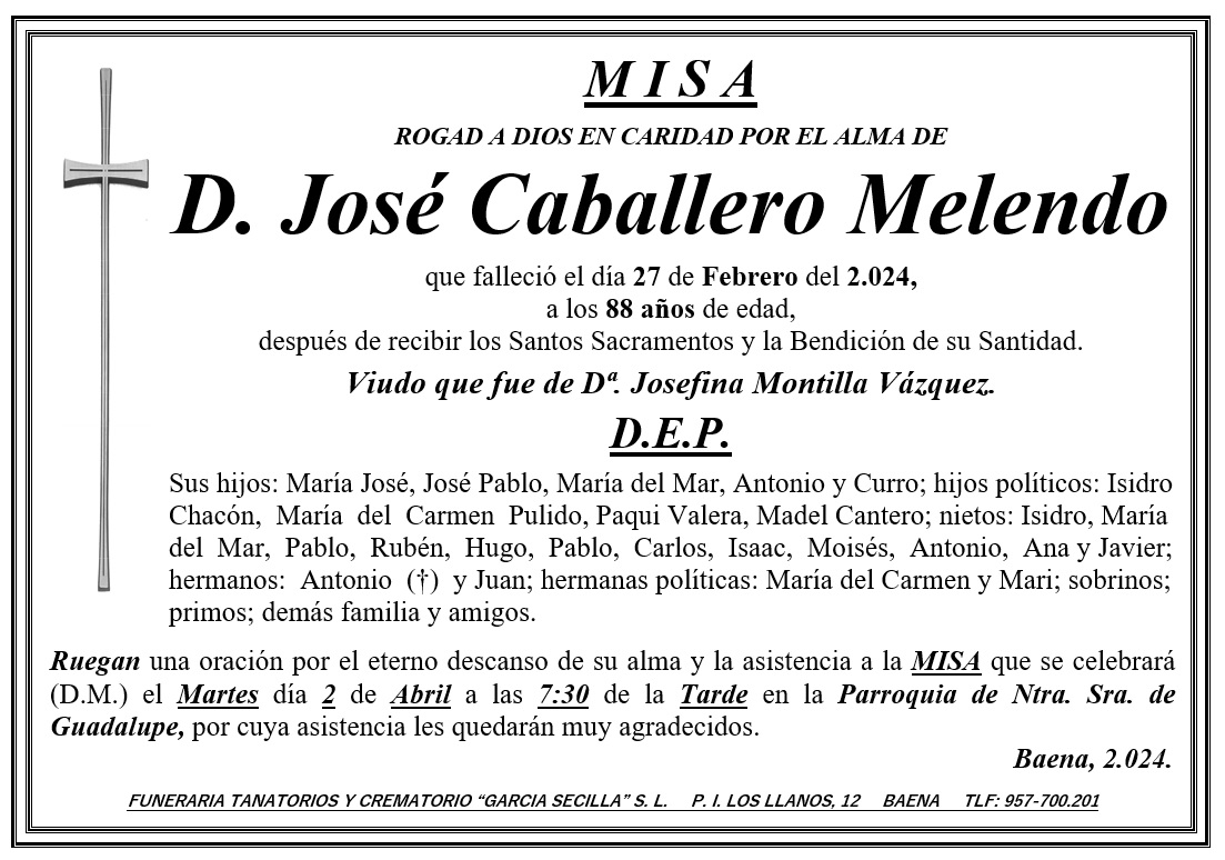 MISA DE D JOSÉ CABALLERO MELENDO