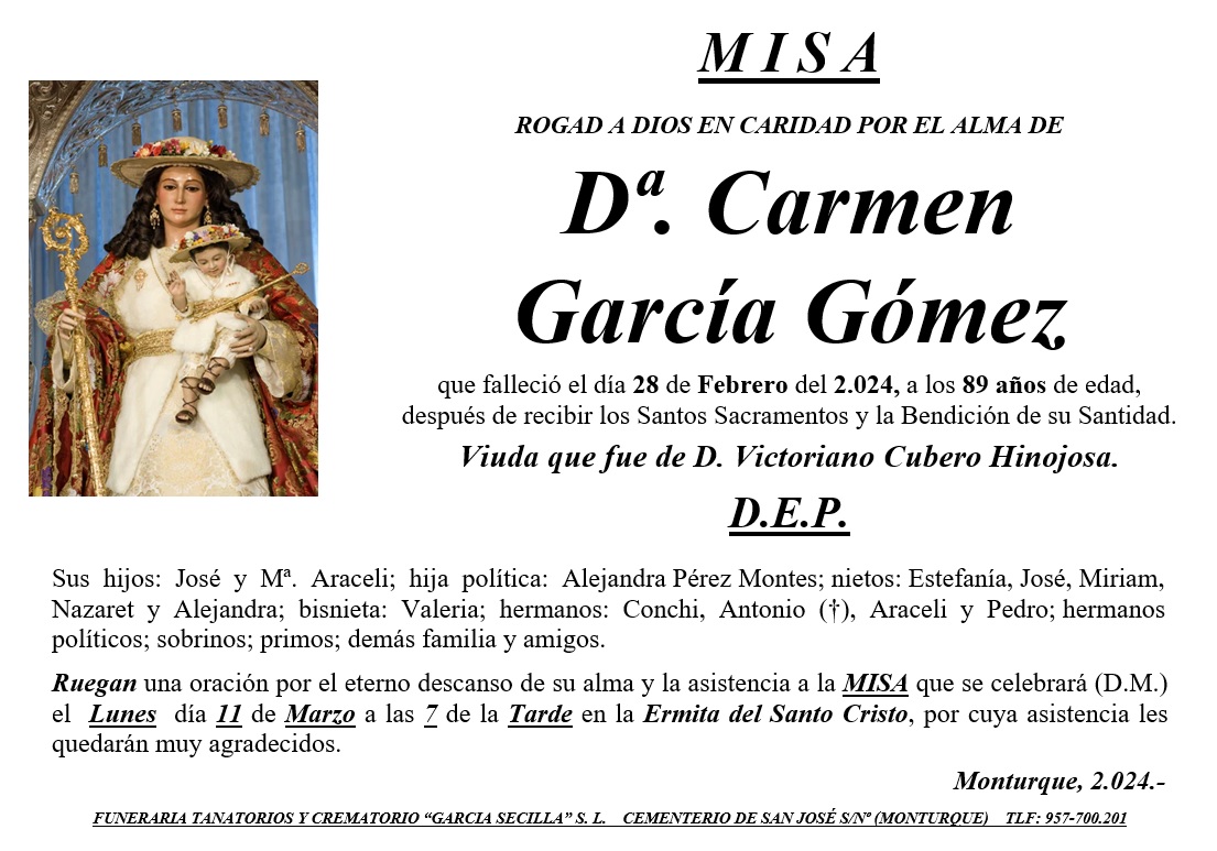 MISA DE Dª CARMEN GARCÍA GÓMEZ