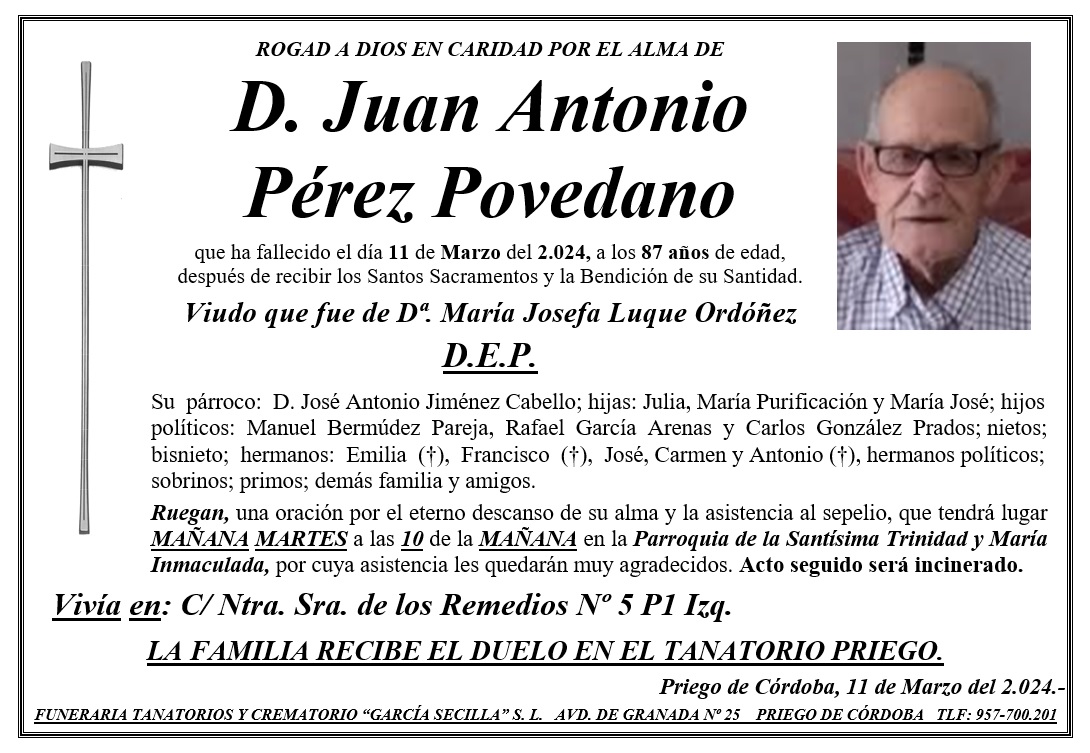 SEPELIO DE D JUAN ANTONIO PÉREZ POVEDANO