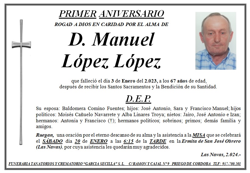 MISA PRIMER ANIVERSARIO DE D. MANUEL LOPEZ LOPEZ