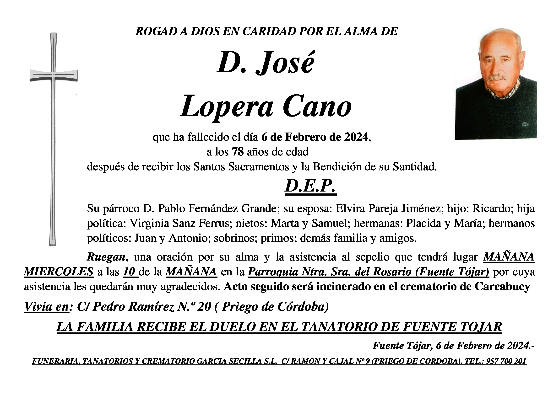 SEPELIO DE D. JOSÉ LOPERA CANO